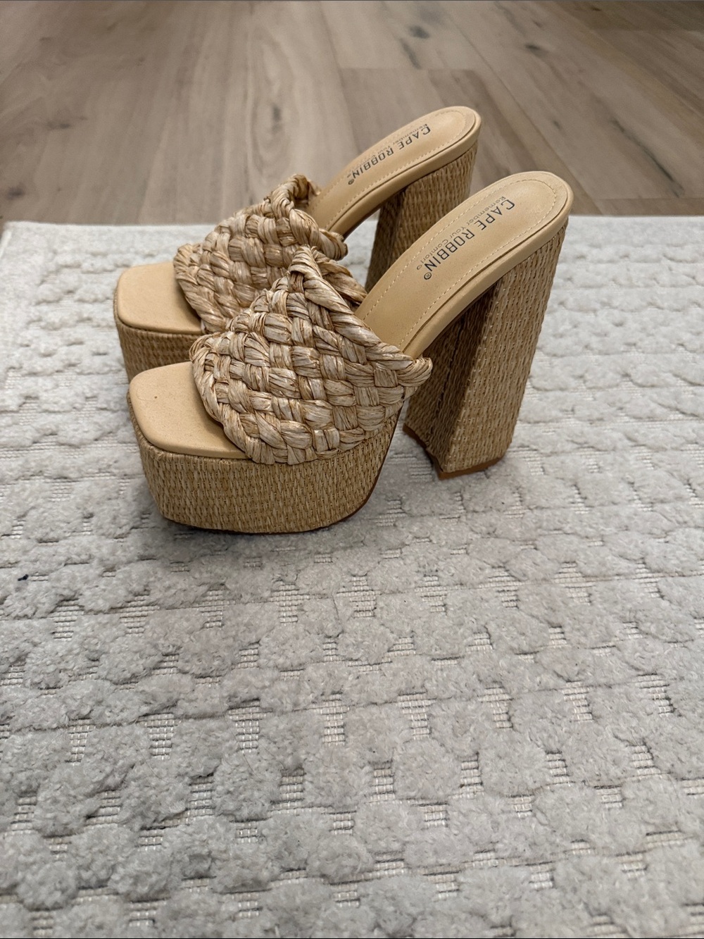 Cape Robbin Natural Braided Platform Mule Heels